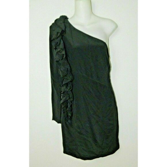 Robert‎ Rodriguez Dress Size 0 Black Silk One Sleeve Ruffle Detail Size 0 - Picture 5 of 10
